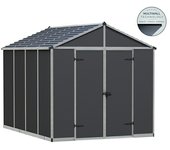 Palram – Canopia Caseta para jardín Rubicon (Medidas ext. (An x Pr): 237,1 x 303 m, Plástico, Gris)