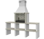 Collippo Alvor Barbacoa de obra con mesas auxiliares (Superficie parrilla: 64 x 38 cm, Gris)