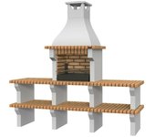 Collippo Silves Barbacoa de obra con mesas auxiliares (Superficie parrilla: 60 x 38 cm, Marrón)