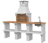 Collippo Barbacoa de obra Sintra con mesa auxiliar y fregadero (Superficie parrilla: 50 x 32 cm, Marrón)