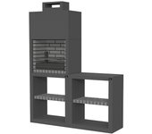 Collippo Barbacoa de obra Maia con mesa auxiliar (Superficie parrilla: 58 x 34 cm, Negro)