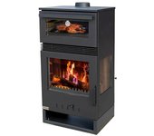 Teba Estufa de leña con horno TKS15 (12,8 kW, Volumen de calefacción: 257 m³, Negro)