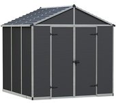 Palram – Canopia Caseta para jardín Rubicon (Medidas ext. (An x Pr): 237 x 229 cm, Plástico, Antracita)