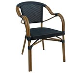 Silla de jardín Sibuco II (L x An x Al: 57 x 57 x 83 cm, Marrón/Negro, Acero/Textiline)