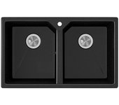 Atron Fregadero encastrable Piros (49,5 x 81,6 cm, Negro, Brillante)