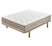 Unique Estructura de cama con colchón Toronto y patas (L x An: 200 x 135 cm, Textil, Beige)