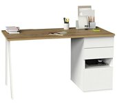 Muebles Pitarch Mesa de escritorio Kiroba (L x An x Al: 67 x 137,5 x 76 cm, Blanco/Roble)