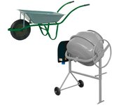 Altrad Hormigonera eléctrica ABS con carretilla de obra Pro galvanizada (125 l, Acero) + Garantía BAUHAUS 5 años para equipos eléctricos y motorizados