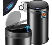 Cubo de basura con sensor de acero inoxidable negro 30 litros