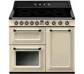 Cocina Smeg TR103IP2 inducción 5 zonas 3 hornos termoventilados Vapor Clean crema