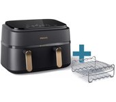 Freidora de aire Philips NA352/04 Doble Cesta 9L 2750W LED Rapid Air Cobre Gris
