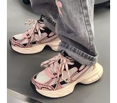 White Chunky Shoes For Women Shoes Lace Up Women's Vulcanize Shoes Summer New Breathable Casual Sneakers Women Grid Shoes Ladies