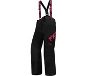 FXR Clutch 2023 Pantalones baberos para motos de nieve juveniles - Negro Rosa (2XL 3XL)