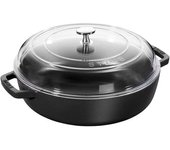 Staub Braisers Cazuela con tapa de cristal 28 cm, Hierro fundido