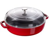 Staub Braisers Cazuela con tapa de cristal 28 cm, Hierro fundido