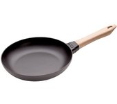 Staub Pans Sartén con mango de madera 24 cm, Hierro fundido, Negro