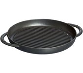 Staub Grill Pans Plancha 26 cm, redondo, Negro, Hierro fundido