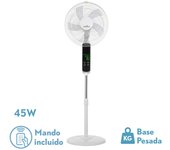 Abrila - Ventilador de Pie RODIUM | Táctil con Pantalla Digital | Color Negro con cinco Aspas | con 3 Velocidades | 2 Posiciones | con Temporizador Programable | Mando a Distancia Incluido
