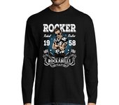 Camiseta Hombre Manga Larga Camiseta Rocker Rockabilly 1958 Retro Rock laTostadora