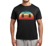 Camiseta Hombre Deportiva retro culturismo atardecer viejo laTostadora