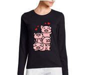 Camiseta Mujer Manga Larga cerdos criador de cerdos granjero granj laTostadora