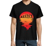 Camiseta Hombre Cuello Pico evolución del hombre saxofón música sol laTostadora