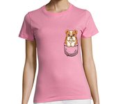 Camiseta Mujer Manga Corta bulldog inglés lindo bolsillo - camisa de mujer laTostadora