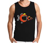 Camiseta Hombre Sin Mangas pescado y cadena alimentaria laTostadora