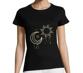 Camiseta Mujer Manga Corta vintage astronomía estrellas sol luna laTostadora