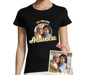 Camiseta Mujer Manga Corta camiseta la mejor abuela foto personalizable laTostadora