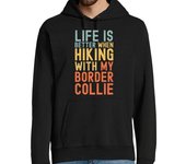 Sudadera Con Capucha Para Hombre senderismo con mi border collie retro laTostadora