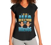 Camiseta Mujer Deportiva A la jefa no se le tocan los huevos, regalos para jefas, frase divertida laTostadora