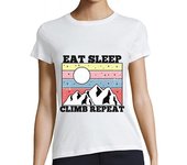 Camiseta Mujer Manga Corta estética retro comer dormir caminata re laTostadora