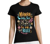 Camiseta Mujer Manga Corta Maman avec toi la vie est belle laTostadora