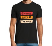 Camiseta Hombre Manga Corta paz amor saxo jugador de saxofón músico regalo de jazz laTostadora