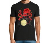 Camiseta Hombre Manga Corta baterista pulpo baquetas batería laTostadora