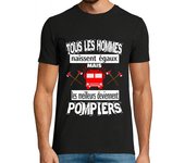 Camiseta Hombre Manga Corta todos los hombres nacen iguales pero los mejores se convierten en bomberos laTostadora