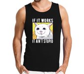 Camiseta Hombre Sin Mangas gato meme si funciona no es estúpido laTostadora