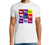 Camiseta Hombre Manga Corta dachshund retro cuatro patas silueta regalo color laTostadora