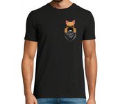 Camiseta Hombre Manga Corta Perro Bulldog Francés Marrón Bolsillo laTostadora