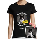Camiseta Mujer Manga Corta camiseta si tu me dices miau lo dejo todo personalizable laTostadora