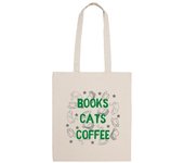 Bolsa De Tela Books, cats, coffee - tote laTostadora