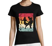 Camiseta Mujer Manga Corta boogie woogie swing bailando retro colores vintage laTostadora