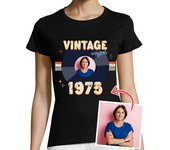 Camiseta Mujer Manga Corta camiseta vintage 1975 foto personalizable laTostadora