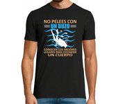 Camiseta Hombre Manga Corta no pelees con un buzo deporte buceo laTostadora