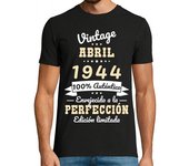 Camiseta Hombre Manga Corta 80 Cumpleanos Vintage Abril 1944 laTostadora