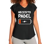 Camiseta Mujer Deportiva necesito padel tenis batería baja laTostadora