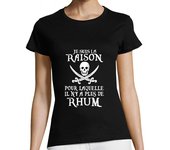 Camiseta Mujer Manga Corta ron pirata - razón - humor laTostadora