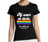 Camiseta Mujer Manga Corta Mi Amor No Daña, Tu Odio Sí LGTBI, Fondo Oscuro laTostadora