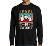 Camiseta Hombre Manga Larga nivel 40 desbloqueado cumpleaños retro laTostadora